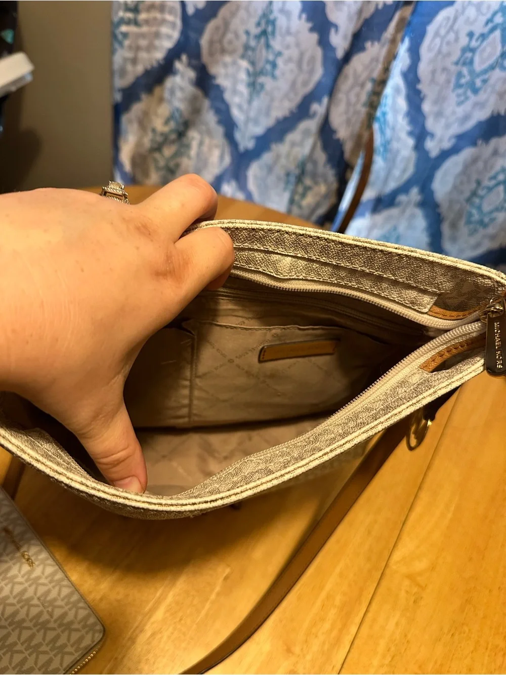 Michael Kors Beige Logo Crossbody Bag with Matching Wallet